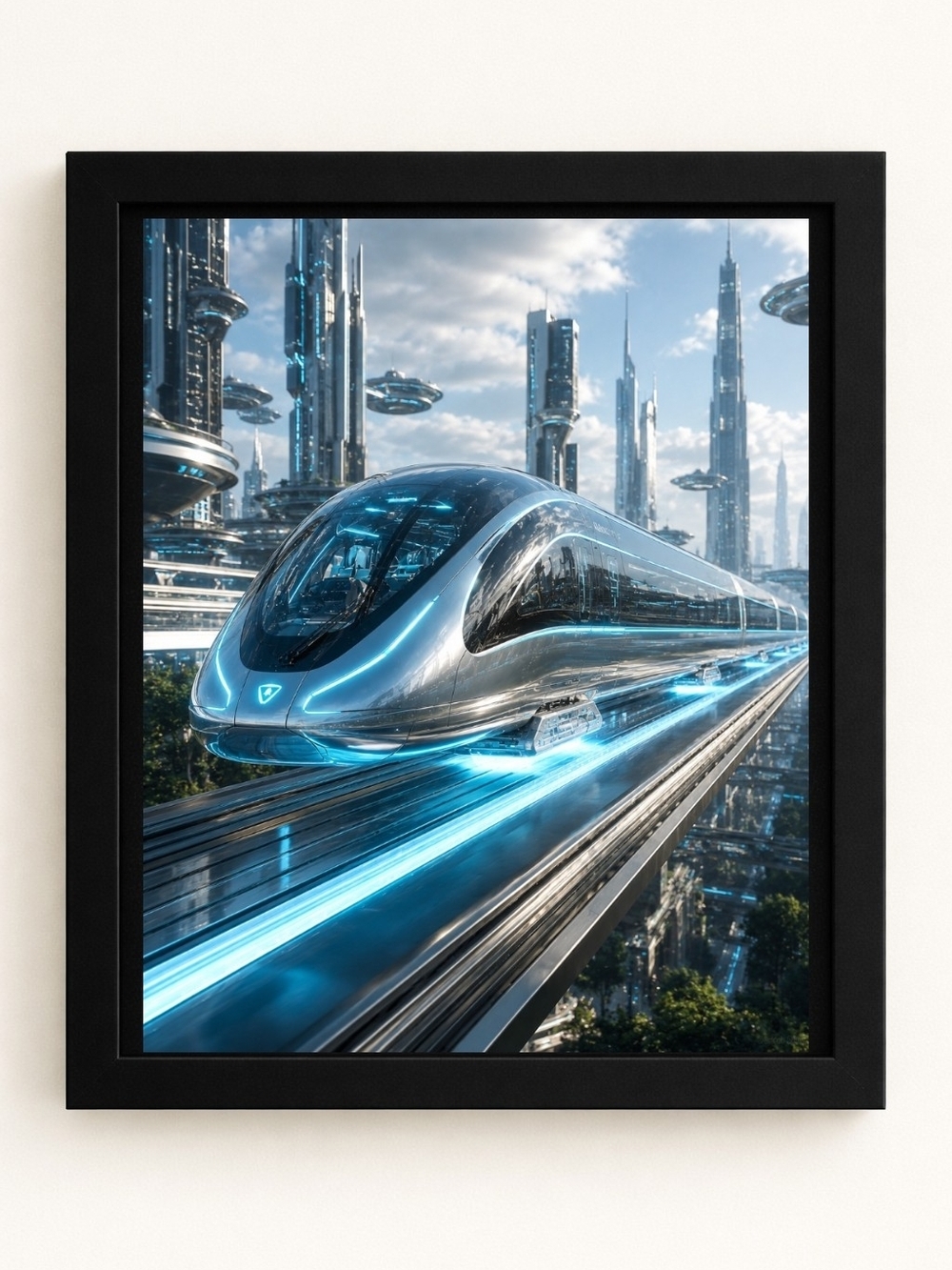 Futuristic High-Speed Train 8x10 Frame A.I.Art Print